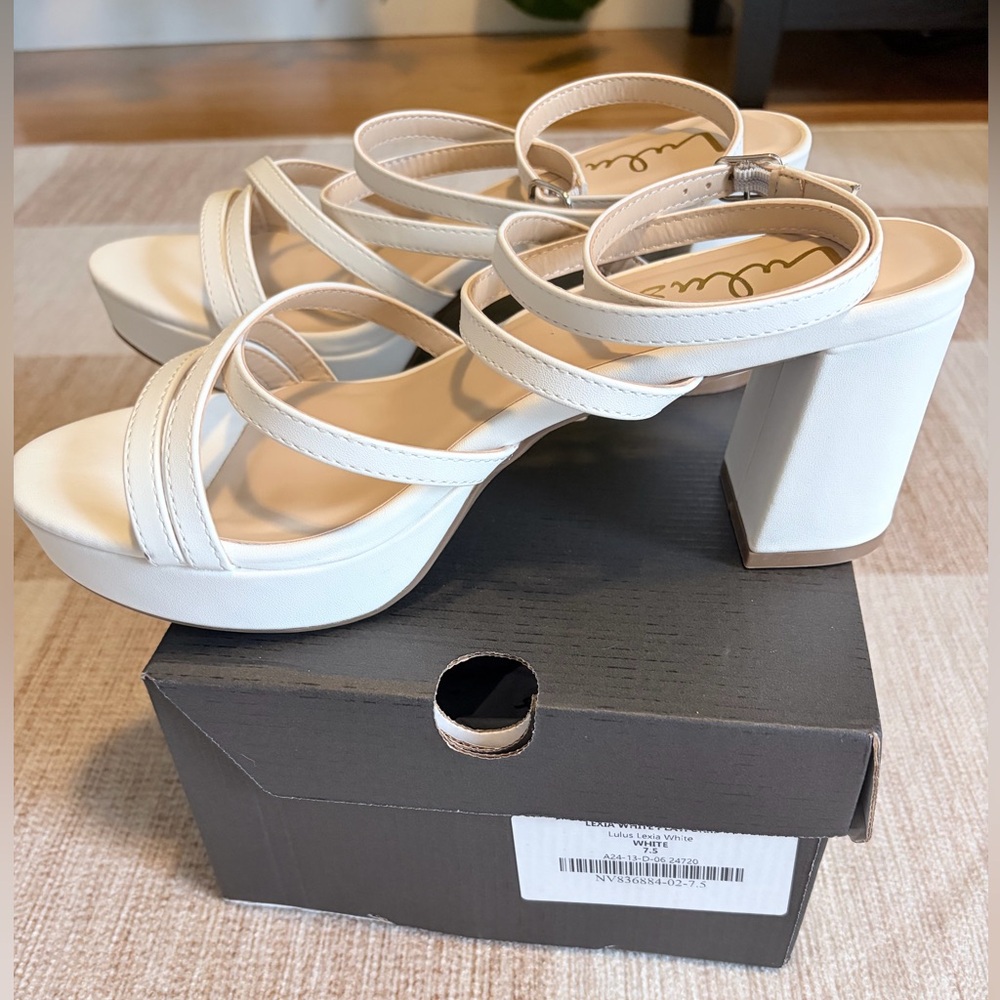 Lulu's White Multi-Strap Block Heels - Picture 3 of 10